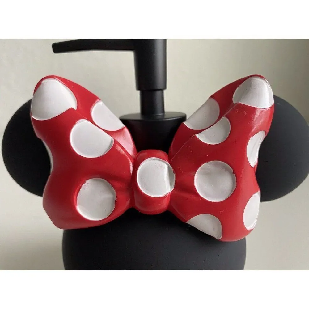 DISNEY Minnie MOUSE SOAP Lotion DISPENSER‎ With PUMP Red Bow Polkadots NEW